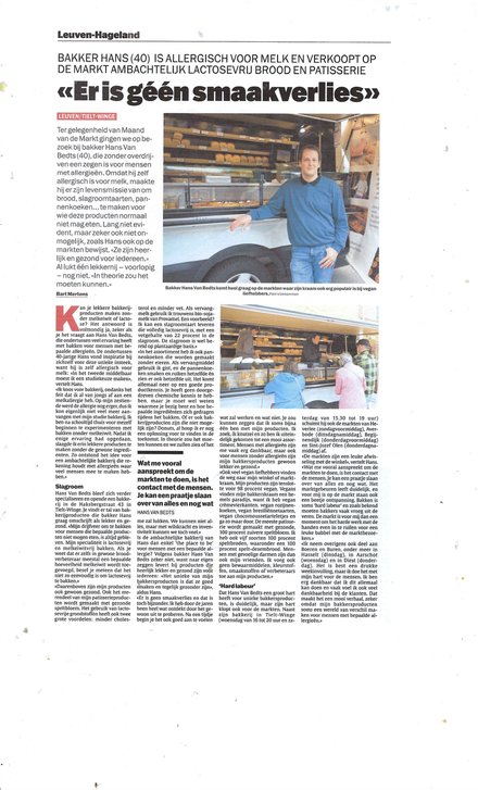 Krantenartikel Het Laatste Nieuws over Bakkerij Hans